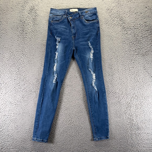 Most Wanted Denim - Most Wanted Jeans Women 11 Blue Cotton Denim Skinny Crossover Distressed Stretch